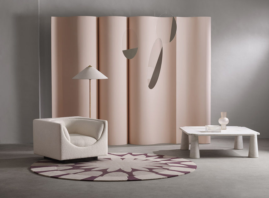 Deirdre Dyson MAGNIFY bespoke hand knotted wool and silk rug. Co Deirdre Dyson Inaugurates her Parisian Gallery