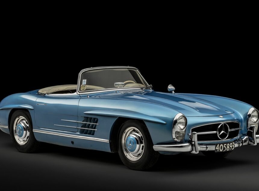 Mercedes 300 SL Roadster RM Sotheby’s offers for sale the Mercedes 300 SL Roadster of Juan Manuel Fangio