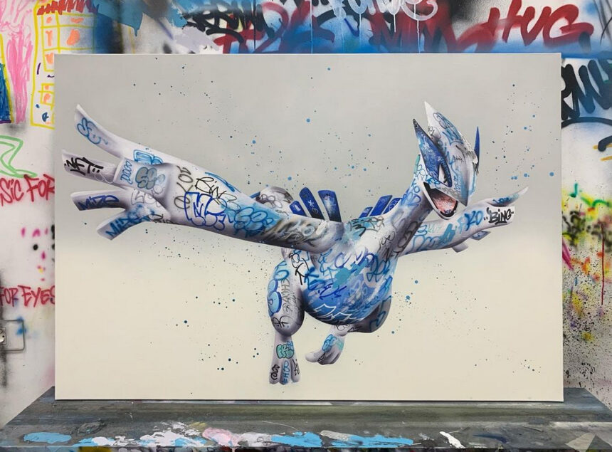 The Shining Vandalized Lugia_OneMizer Original painting NFT INTERVIEW: Benjamin Jeunet Talks About SECR3T And His Collection With OneMizer