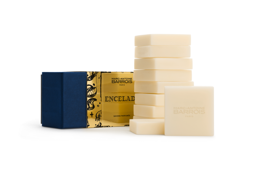 Packshot Savon Pack 10 et Boîte Encelade Marc-Antoine Barrois Transforme Le Savon En Rituel Parfumé