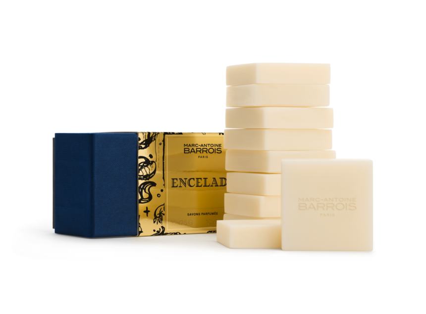 Packshot Savon Pack 10 et Boîte Encelade Marc-Antoine Barrois Transforme Le Savon En Rituel Parfumé