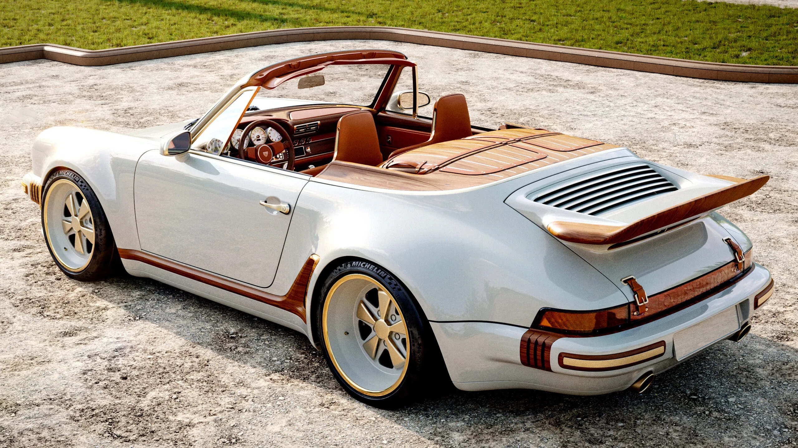 Porsche 911 cabriolet blanc Calcaire Lutétien, Louis Vuitton x Singer